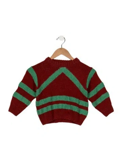Pre-owned The Animals Observatory Babies' Boys' Stripe Pattern Sweater In Green/red