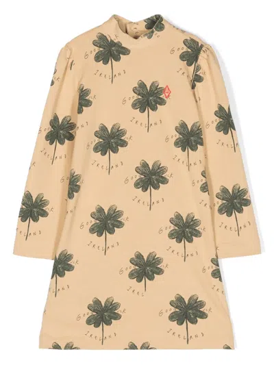 The Animals Observatory Kids' Bug Graphic-print Cotton Dress In Neutrals