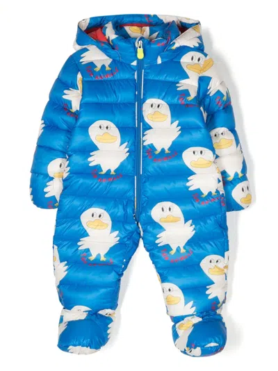 The Animals Observatory Babies' Bumblebee Padded Snowsuit In Blue