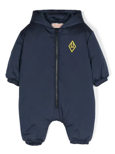 The Animals Observatory Babies' Bumblebee Padded Snowsuit In Blue