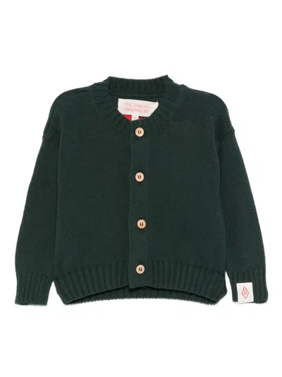 The Animals Observatory Babies' Button-fastening Cardigan In Green