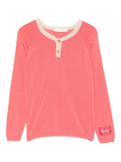 The Animals Observatory Kids' Button Long-sleeve Top In Red