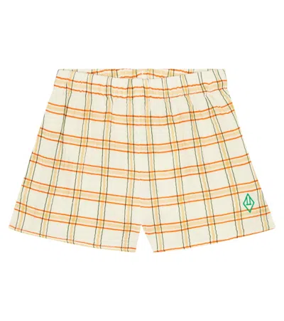 The Animals Observatory Kids' Calm Pants Checked Cotton Shorts In White Squares