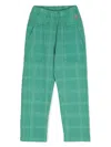 The Animals Observatory Checked Logo-print Tapered Trousers In Green