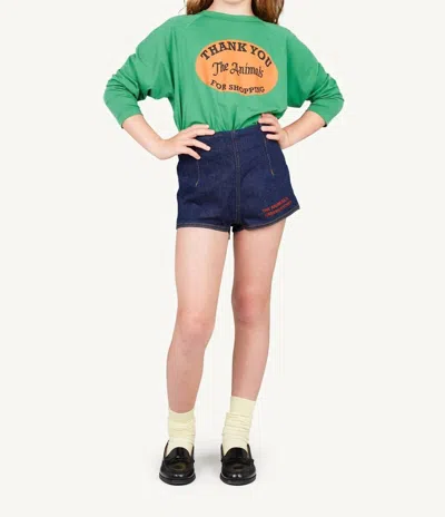 The Animals Observatory Kids' Clam Denim Shorts In Indigo In Blue