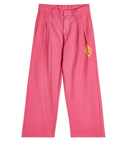 The Animals Observatory Kids' Hose Colt Aus Baumwolle Und Leinen In Pink Logo