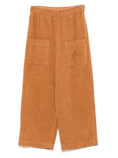 The Animals Observatory Kids' Corduroy Wide-leg Trousers In Brown