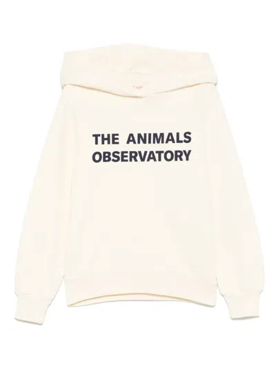 The Animals Observatory Kids' Cotton Hoodie In Neutral