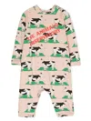 The Animals Observatory Cows-print Jersey Romper In Pink