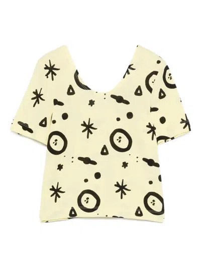 The Animals Observatory Kids' Crayfish Graphic-print T-shirt In Yellow