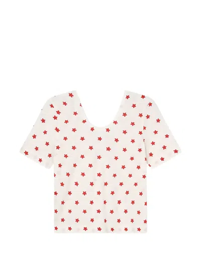 The Animals Observatory Kids' Crayfish Star-patterned T-shirt In White
