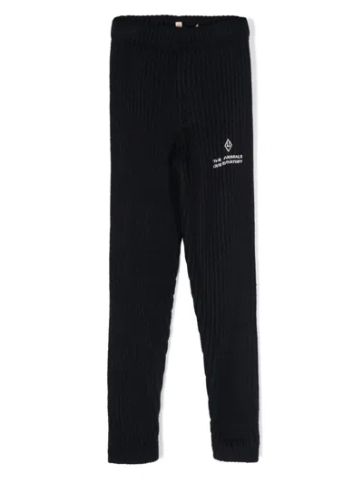 The Animals Observatory Kids' Crow Knitted Leggings In Blue