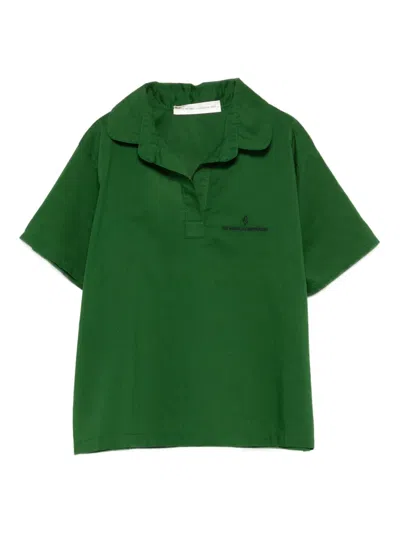 The Animals Observatory Kids' Cuckoo Collared Short-sleeve Top In Green