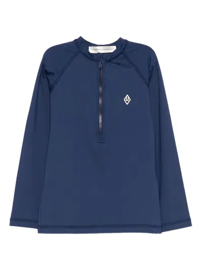 The Animals Observatory Kids' Deer Zip-up Sun Protection Top In Blue