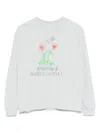 The Animals Observatory Dog Flower-print Long-sleeve T-shirt In White