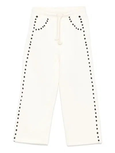 The Animals Observatory Kids' Dot-embellished Tracksuit Bottoms In White