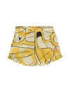 The Animals Observatory Dove Abstract-print Cotton Shorts In Yellow