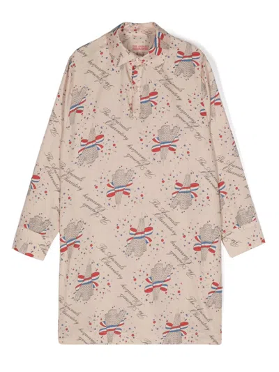 The Animals Observatory Kids' Dragon Eiffel Tower-print Dress In Pink