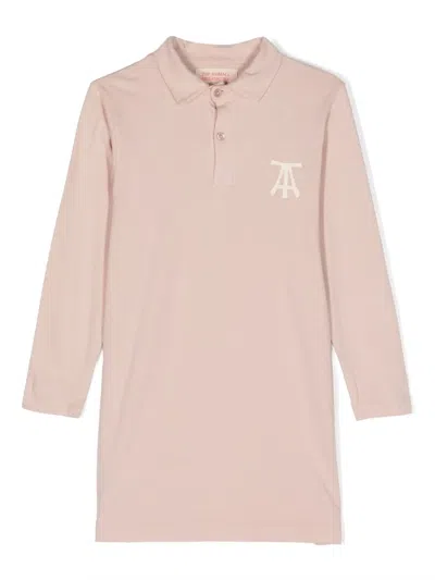 The Animals Observatory Kids' Dragon Logo-print Polo Dress In Pink