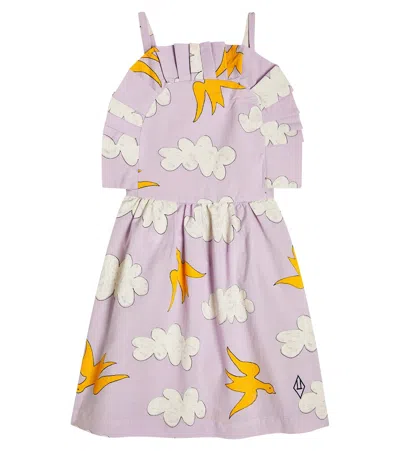 The Animals Observatory Kids' Bedrucktes Kleid Dragonfly Aus Baumwolle In Violet