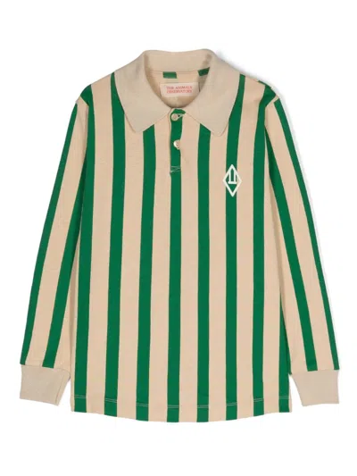 The Animals Observatory Kids' Eel Striped Polo Shirt In Neutrals