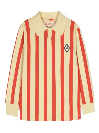 The Animals Observatory Kids' Eel Striped Polo Shirt In Yellow