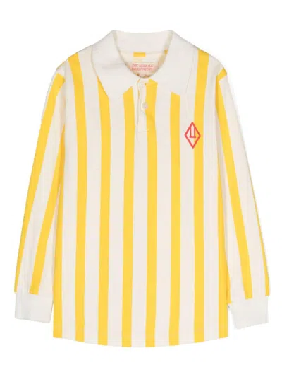 The Animals Observatory Kids' Eel Striped Polo Shirt In Yellow