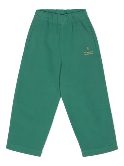 The Animals Observatory Kids' Elephant Canvas Trousers In Green