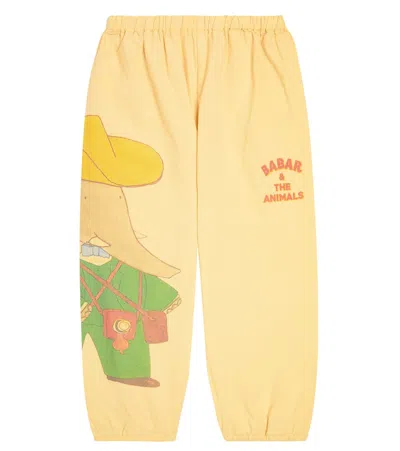 The Animals Observatory Kids' Elephant Cotton And Linen Sweatpants In Neutrals