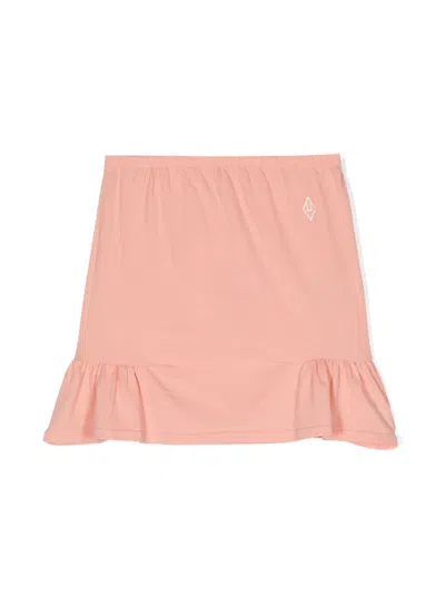 The Animals Observatory Kids' Embroidered-logo Cotton Skirt In Pink