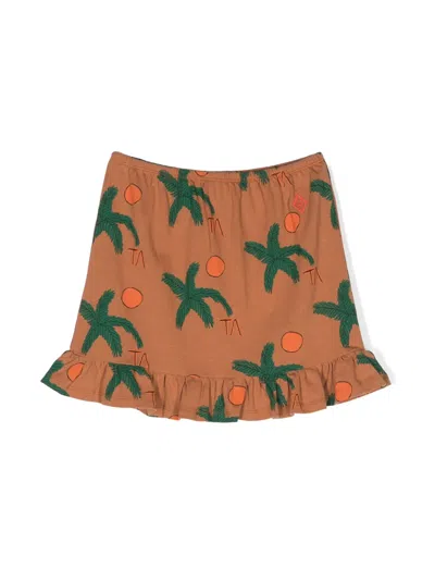 The Animals Observatory Kids' Ferret Graphic-print Cotton Skirt In Brown