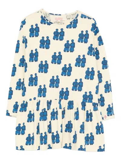 The Animals Observatory Kids' Figure-print Long-sleeve Mini Dress In Multi