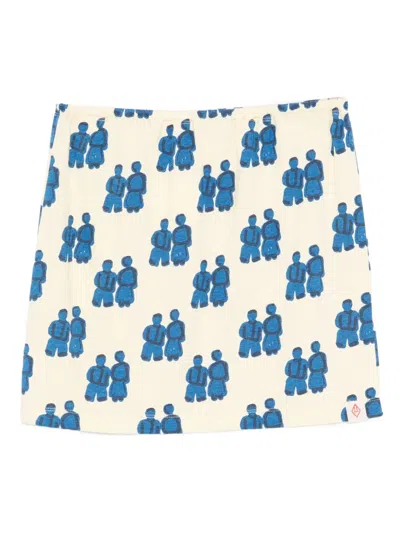 The Animals Observatory Kids' Figures-print Mini Skirt In Blue