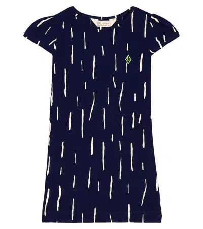The Animals Observatory Kids' Flamingo Cotton Dress In Blue