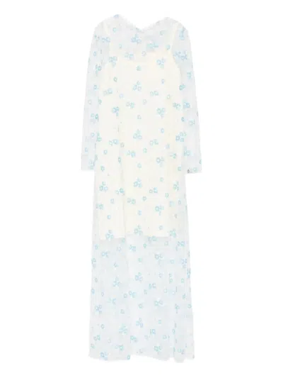 The Animals Observatory Kids' Floral Dress In Blue