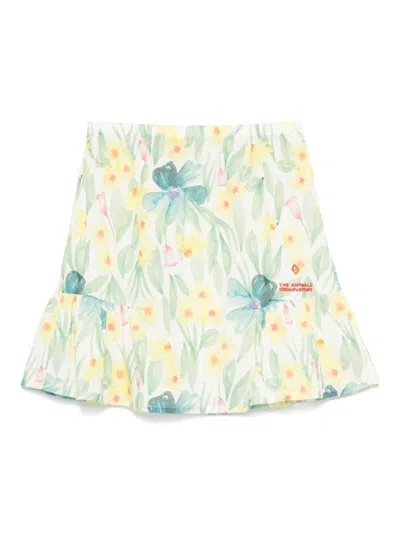 The Animals Observatory Kids' Floral-print Skirt In White