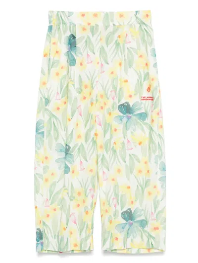 The Animals Observatory Kids' Floral-print Trousers In White