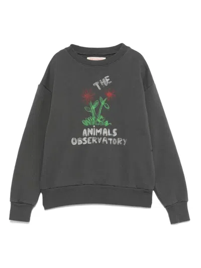 The Animals Observatory Kids' Flower-print Sweatshirt In Brown