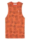 The Animals Observatory Gazel Printed-sleeveless Dress In Orange
