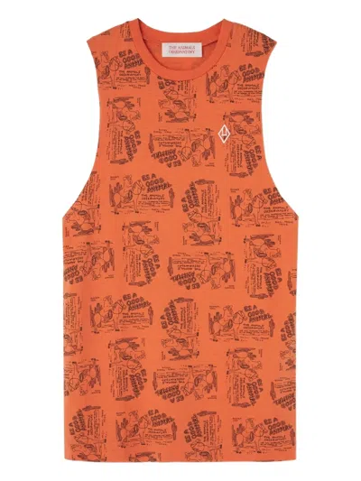 The Animals Observatory Kids' Gazel Printed-sleeveless Dress In Orange