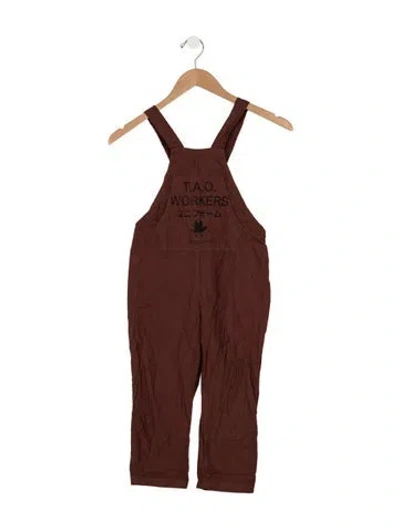 Pre-owned The Animals Observatory Babies' Girls' Solid Overalls In Brown