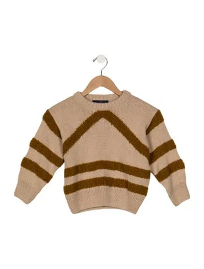 Pre-owned The Animals Observatory Babies' Girls' Striped Sweater In Brown