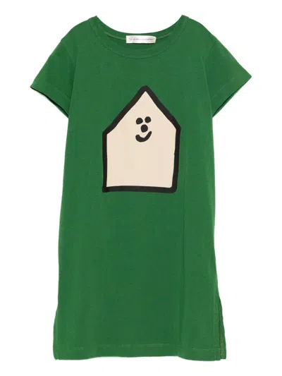 The Animals Observatory Kids' Gorilla Graphic-print Dress In Green