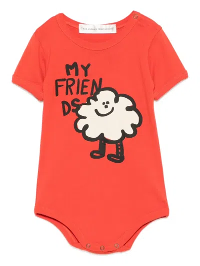 The Animals Observatory Babies' Graphic Bodysuit In Red