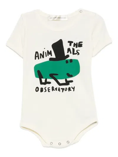 The Animals Observatory Babies' Graphic Bodysuit In White