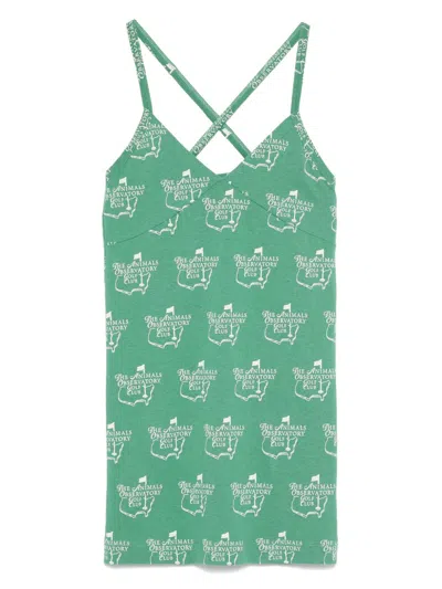 The Animals Observatory Kids' Graphic-print Dress In Green