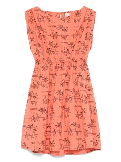 The Animals Observatory Kids' Graphic-print Dress In Orange
