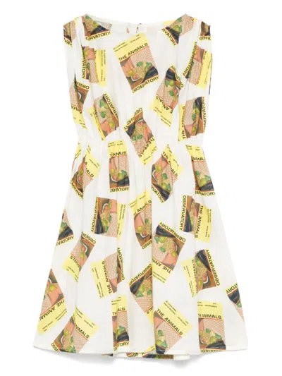 The Animals Observatory Kids' Graphic-print Dress In White