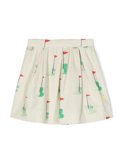 The Animals Observatory Kids' Graphic-print Pleated Skirt In Neutrals