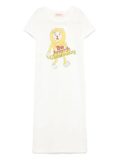The Animals Observatory Kids' Graphic-print T-shirt Dress In White